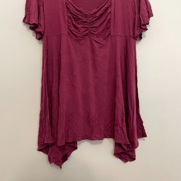 TORRID 1 Plus Size Babydoll Super Soft Ruched Sweetheart Neck Sharkbite Hem Top - Picture 5 of 16